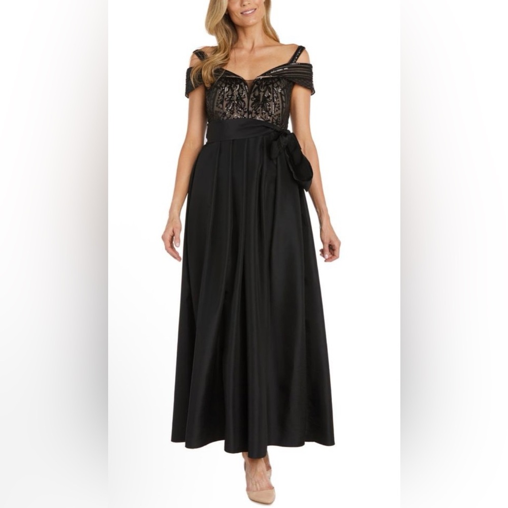 R&M Richards Womens Full Length Embellished Evening Gown Sz 16